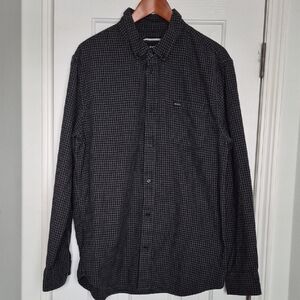 RVCA Black and Charcoal Micro-Check Long-Sleeve Shirt